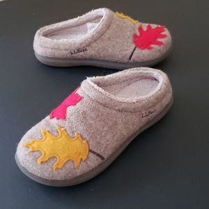 L.L. Bean DAYBREAK SCUFFS Slippers Felted Wool Leaves Size 6